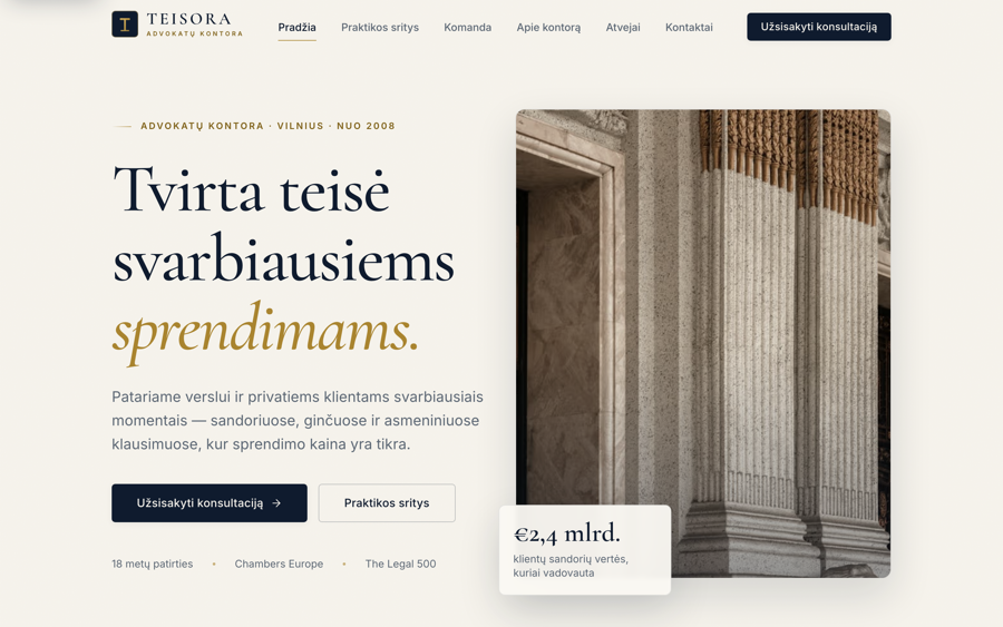 Teisora — website screenshot